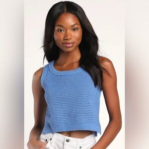 Lulu's Get The Look Periwinkle Loose Knit Sweater Tank Top